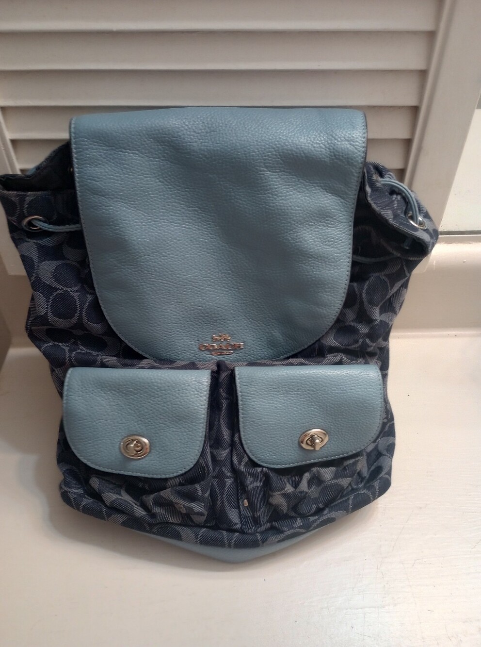Coach Denim And Leather Blue Women's Backpack F25892